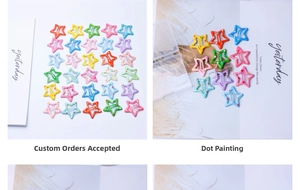 Détail de barrettes étoiles avec finition goutte d'huile à pois et boîte de rangement