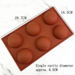 6-cavity brown silicone semi-sphere mold for chocolate and baking 28.7x16.5cm