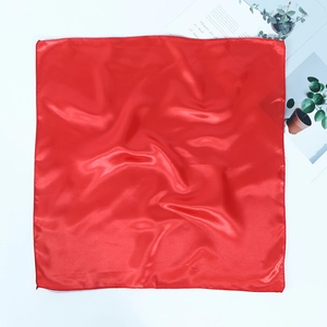 Classic 60cm solid red silk square scarf for professional wear on white background