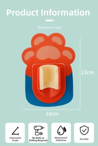 Cat paw adjustable shower head holder in orange and blue with no-drill waterproof mount