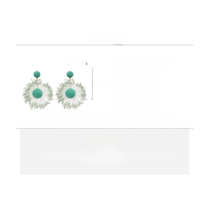 Detailed view of handmade woven green floral earrings with 925 silver needles