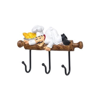 Creative Nordic chef resin wall hook with three metal hangers for key organization