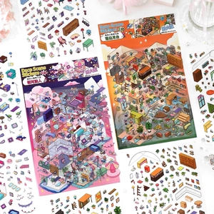 Large Infeel.Me Deco Scene Stickers featuring My Cabin sunset and galaxy themes for journaling