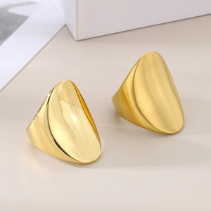 Detail of 18K gold titanium steel ring comparing polished mirror and brushed matte finishes