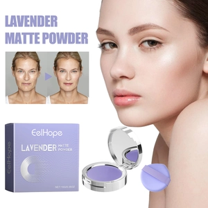 Lavender Matte Powder Pressed Setting Powder Oil Control Long Lasting Brightening Waterproof Makeup With Mirror And Puff
