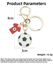 Detaillierte Größenangaben für Fußball-Trikot und Ball Schlüsselanhänger aus Metall