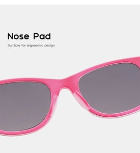 Detail of pink kids sunglasses nose pads with ergonomic design for comfort