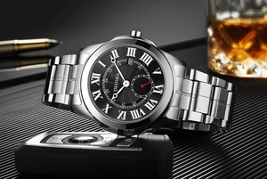 Premium DEDIMA stainless steel men's watch with Roman numerals and small seconds