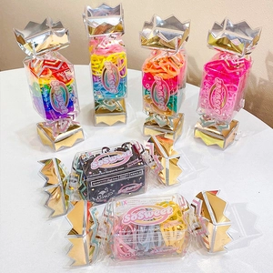 Colorful High Elasticity Rubber Band Hair Ties Girls Kids Daily Styling Candy Shape Plastic Box Durable Hair Accessories