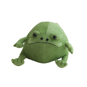 Cute green frog plush toy with soft fabric and round body for kids birthday gift