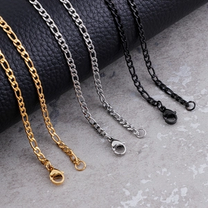Minimalist Figaro chain necklaces in gold, silver, and black stainless steel with lobster clasp