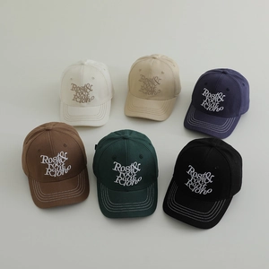 Casquettes de baseball vintage pour enfants en coton avec surpiqûres et broderies en six coloris