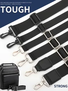 Tracolle regolabili in nylon nero con ganci metallici per borse a tracolla da uomo