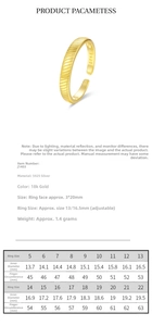 Size guide for the S925 sterling silver twill ring showing inside diameters and circumference