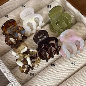 Acetate Mini Hair Claw Clips Small Vintage Octopus Hair Clamps French Style Hair Accessories For Women