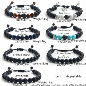 Natural Stone Lava Tiger Eye Turquoise Adjustable Braided Rope Bracelet Men Aromatherapy Diffuser Handmade Jewelry Gift