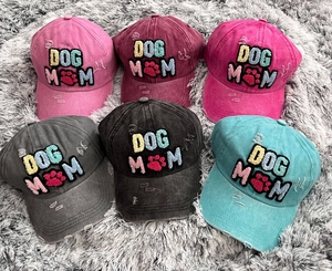 Détails de six casquettes de baseball vintage en coton délavé avec broderie DOG MOM