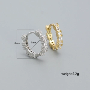 Orecchini a cerchio di lusso in argento S925 con pietre trasparenti in oro e argento
