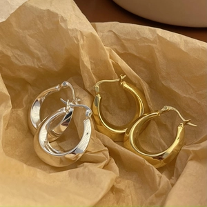 925 Sterling Silver U Shaped Hoop Earrings Minimalist Geometric Fashion Jewelry For Women