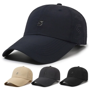 Quick-drying Polyester Baseball Cap Breathable Sun Protection Outdoor Sports Hat With Embroidery Letter S Laser-cut Holes