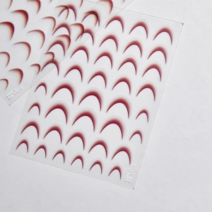 Detail of French gradient crescent nail stickers model to-5465 on thin transparent sheets