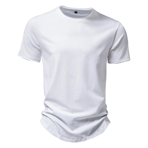 Classic white short-sleeved crew neck t-shirt made of heavy premium cotton for men