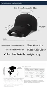 Guide des tailles détaillé pour la casquette de baseball avec tour de tête 56-60cm
