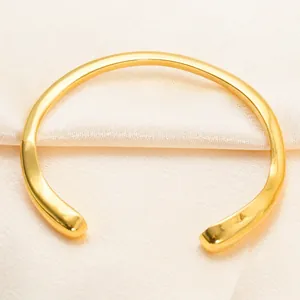 Irregular Wave Cuff Bracelet Stainless Steel 18K Gold Plated Minimalist Fluid Metal Bangle For Women Fashion Jewelry