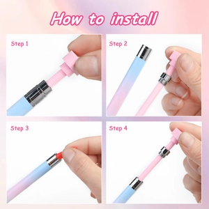 Installation guide for gradient nail dotting tool showing step-by-step assembly instructions