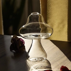 Nordic creative mushroom glass vase transparent hydroponic home decorative ornament