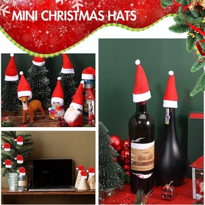 Set di mini cappelli natalizi per bottiglie di vino e bambole decorazione festiva