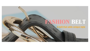 Macro shot of stylish black faux leather belt featuring a polished gold needle buckle