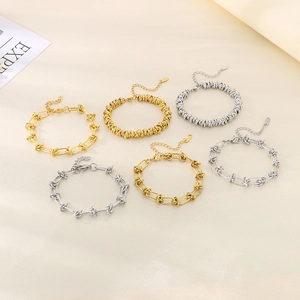 Hip-Hop-Punk-Knotenketten-Armbänder aus Gold- und Silber-Edelstahl in verschiedenen Designs