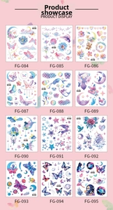 Collection of 12 temporary tattoo designs featuring glitter butterflies and dream planets