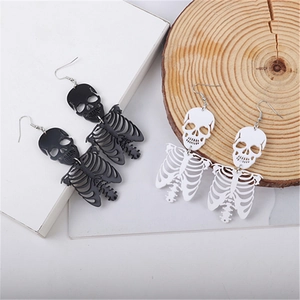 Skull Skeleton Dangle Earrings Acrylic Body Steel Hook Gothic Punk Halloween Harajuku Style Women Jewelry Novelty