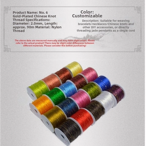 2.0mm nylon knotting cord with gold thread for DIY jewelry making 90m per roll