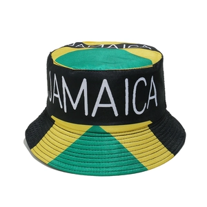 Jamaika Flagge Fischerhut Polyester Sonnenschutz Outdoor Reisen Retro Hip Hop Stil Buchstaben Druck Für Damen Herren