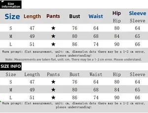 Detailed size chart for lace patchwork V-neck long sleeve T-shirt with measurements in cm