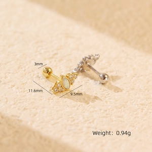 Exquisite S925 silver wing stud earrings with opal and screw back closure for women