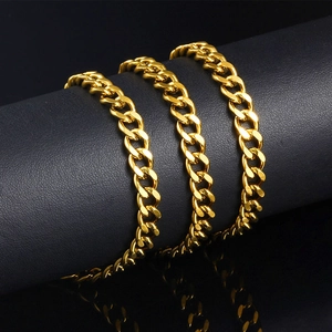 Stainless Steel Curb Chain Cuban Link Jewelry Making DIY Accessories For Necklace Bracelet Tarnish Resistant Double Polished