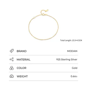 Bracelet minimaliste en argent sterling S925 avec perles dorées et chaîne ajustable