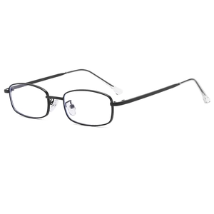 Classic black metal small square glasses frame with transparent nose pads for a retro look