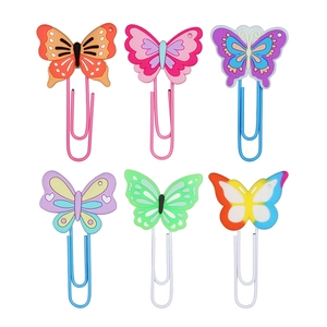 Butterfly Paper Clips Bookmarks PVC Soft Glue Metal Creative Colorful Stationery Student Office Gift Cute Decor