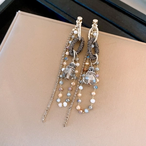 Boucles d'oreilles pampilles gouttes d'eau étincelantes avec cristaux style palais français