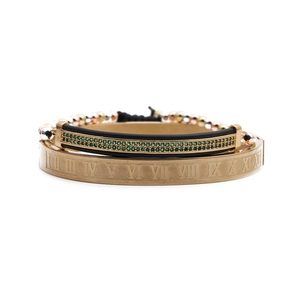 Ensemble de bracelets multicouches pour hommes avec chiffres romains et perles colorées