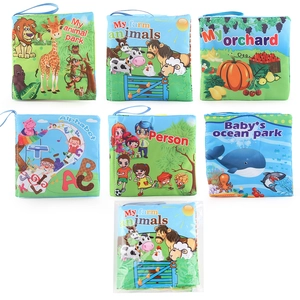 6-piece baby cloth book set with animal and orchard themes for early education