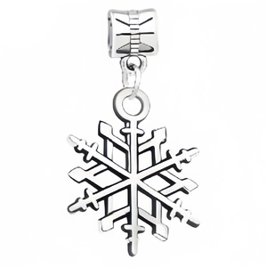 Intricate silver snowflake pendant charm with decorative bail for DIY jewelry