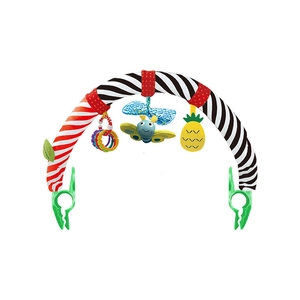 Baby activity arch with colorful bird and pineapple plush toys for strollers and cribs