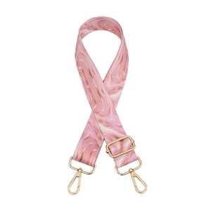 Adjustable pink marble pattern shoulder strap for handbags with gold swivel hooks