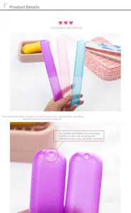 Three-piece travel toothbrush case set in purple pink and blue with drainage holes